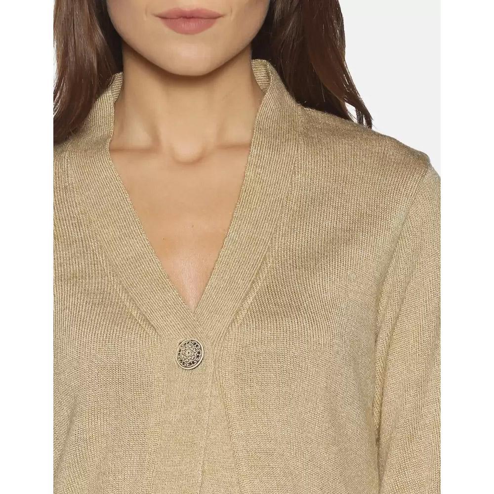 Companion Women Full Sleeve Beige Shrug