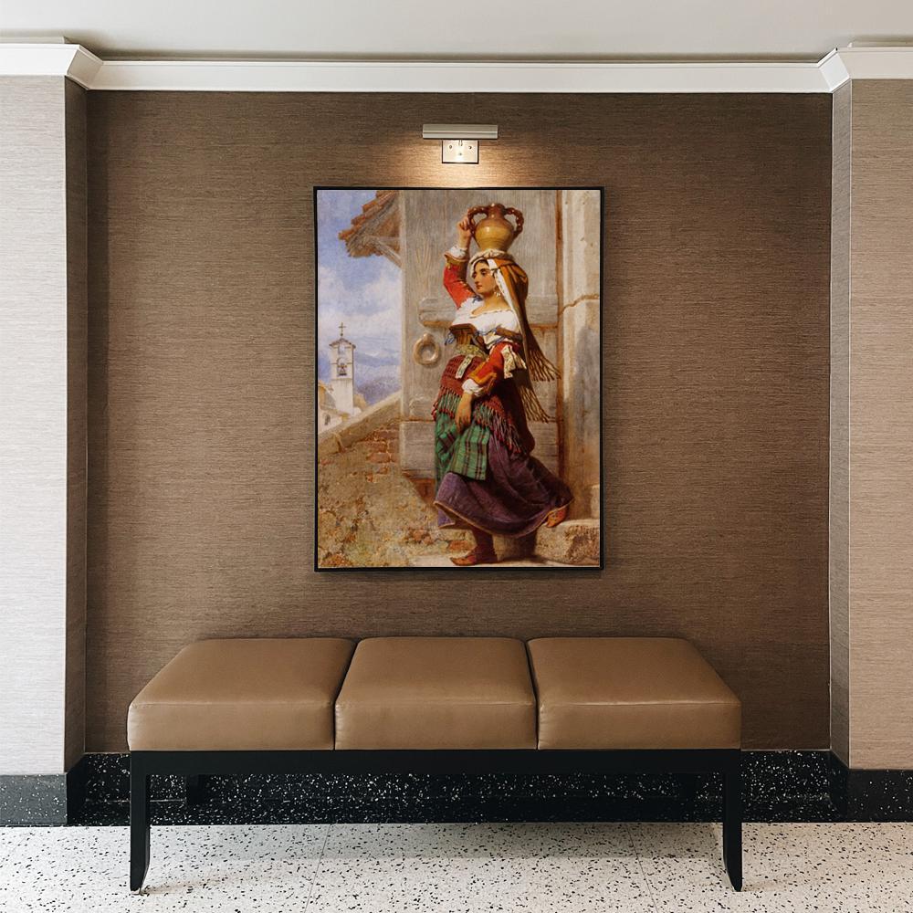 Women Holding Earthen post on head Art Canvas Painting for home and office decor, unframed, printed on 100% cotton canvas base