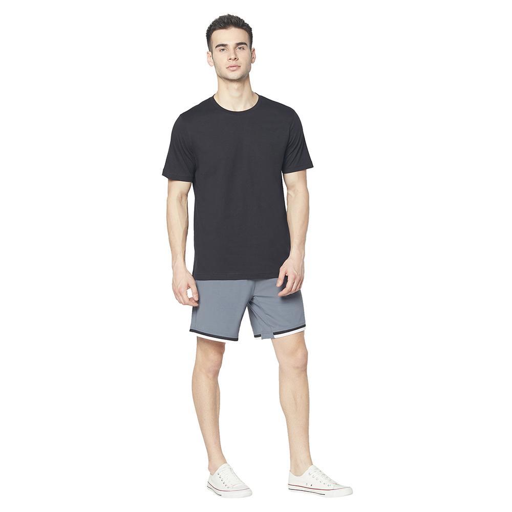 Picot Solid Men Round Neck Tshirt