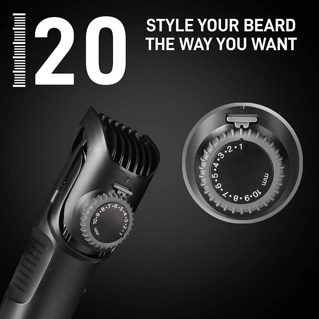 Syska HT200 PRO BeardPro Cordless Rechargeable Trimmer - 10 Length Settings; 45 min Runtime (Black)
