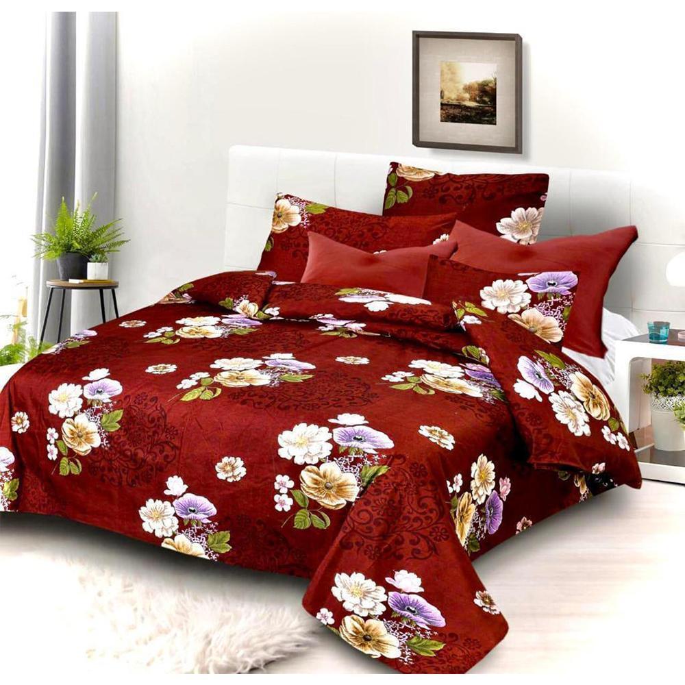 Set of 5 Home kraft Floral Printed Double bedsheet with  10 Pillow Covers Multicolor  