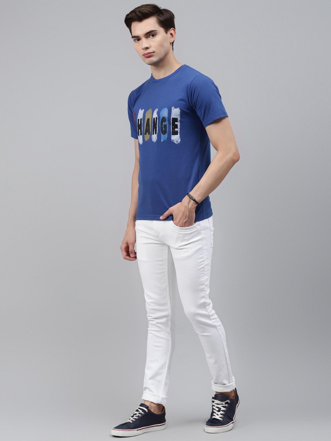 PICOT Men Blue & Black Printed T-shirt