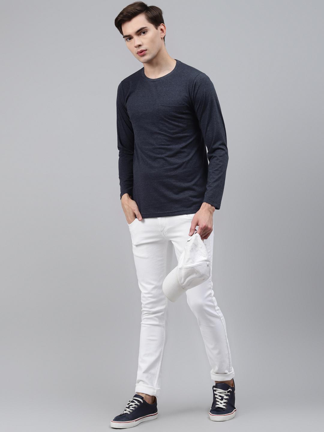 PICOT Men Blue Solid T-shirt
