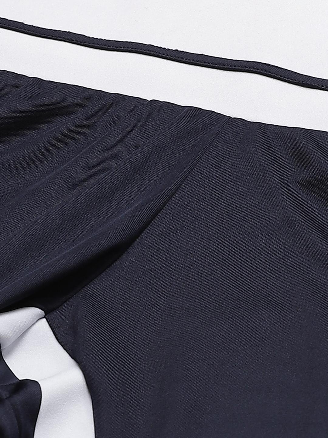 PICOT Women Navy Blue & White Solid 3/4th Tights