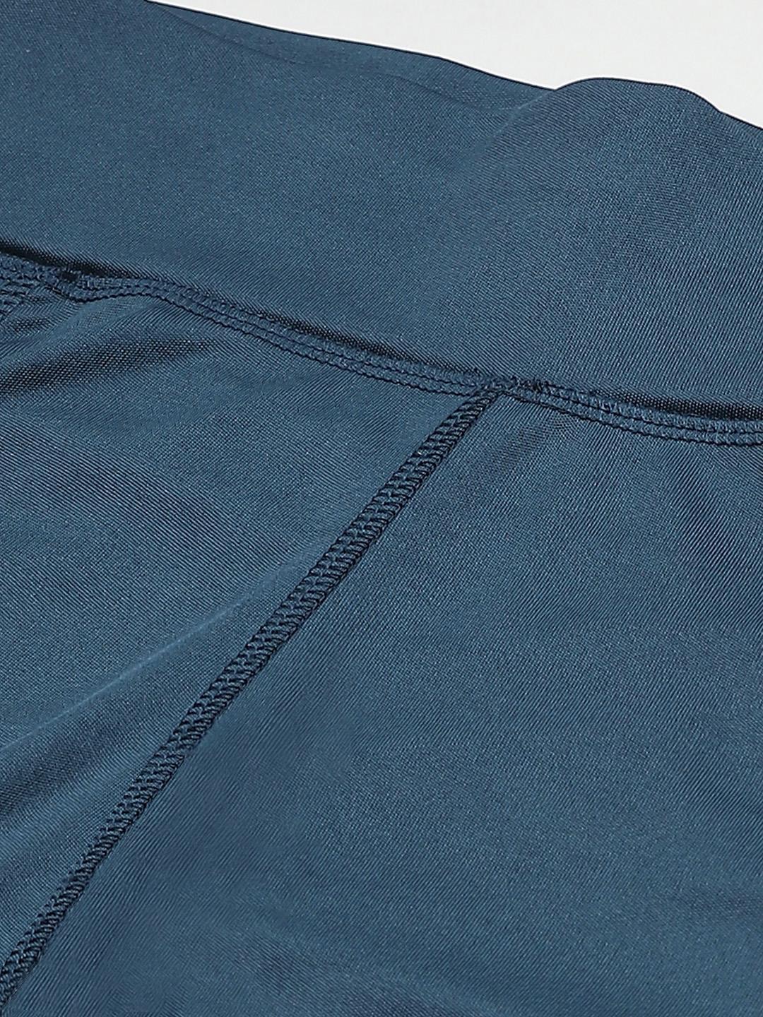 PICOT Women Teal Blue Solid 3/4th Tights