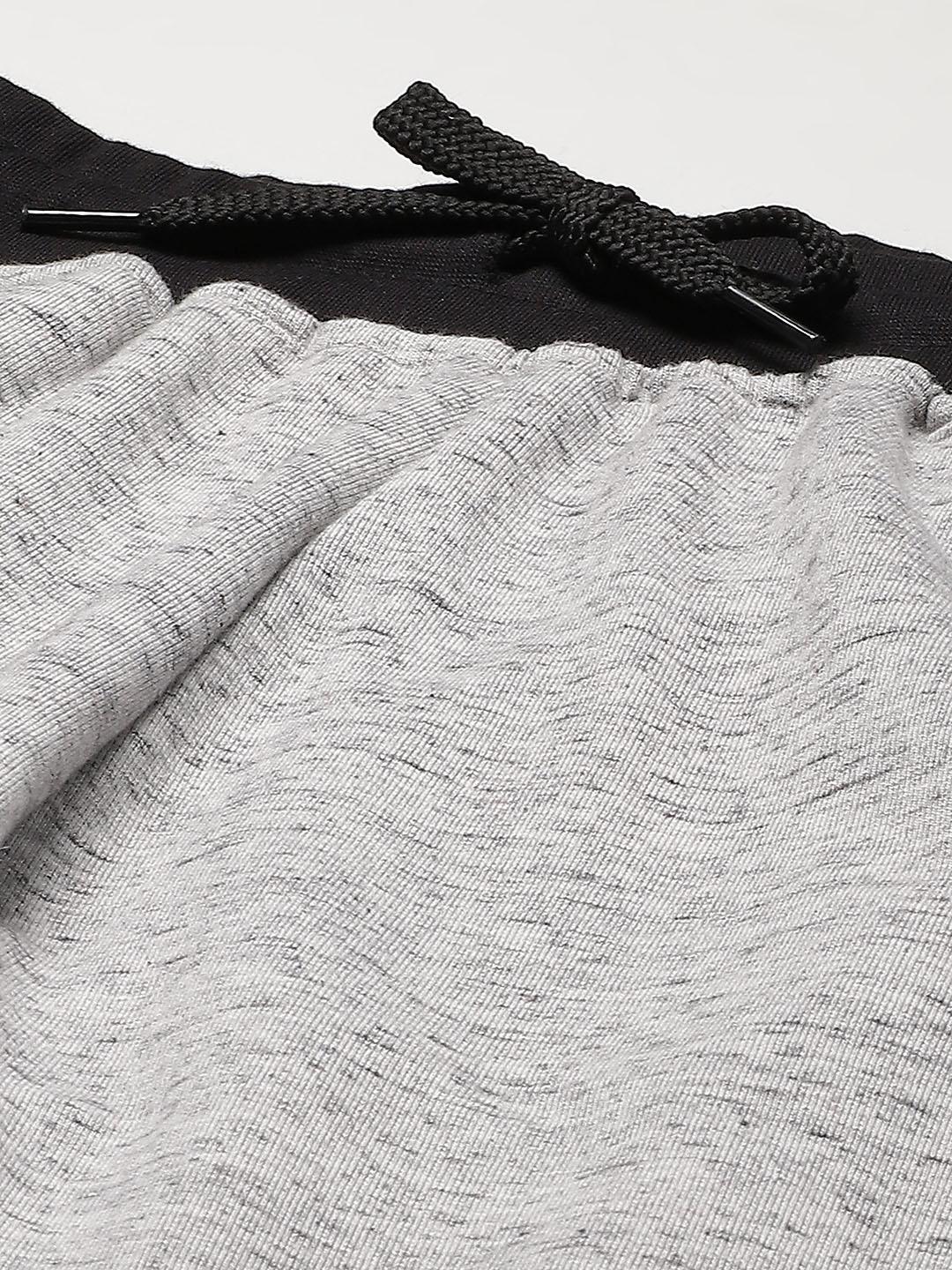 PICOT Men's Grey Melange & White Cotton Track Pants