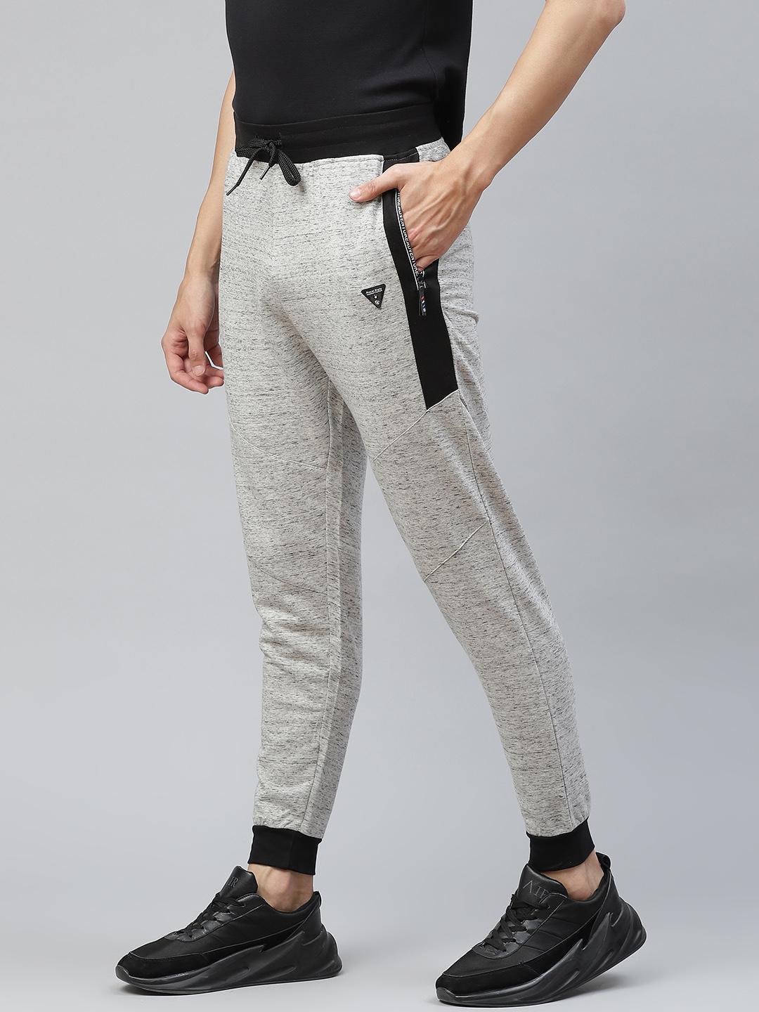Pack of  2 - Picot Men's Grey Melange & Black and Grey Melange & White Cotton Track Pants