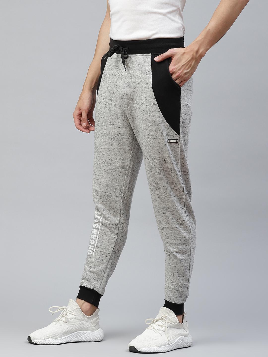 Pack of  2 - Picot Men's Grey Melange & White and Grey Melange & Black  Cotton Track Pants