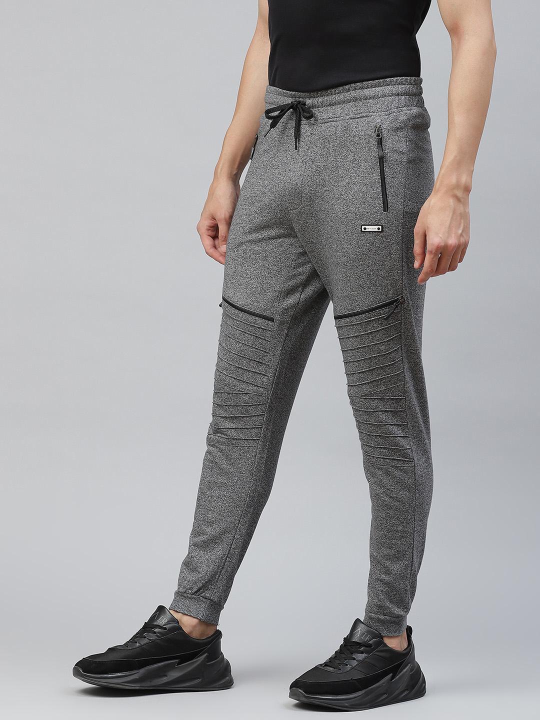 Pack of  2 -  PICOT Mens Grey Melange & Black Cotton Track Pants