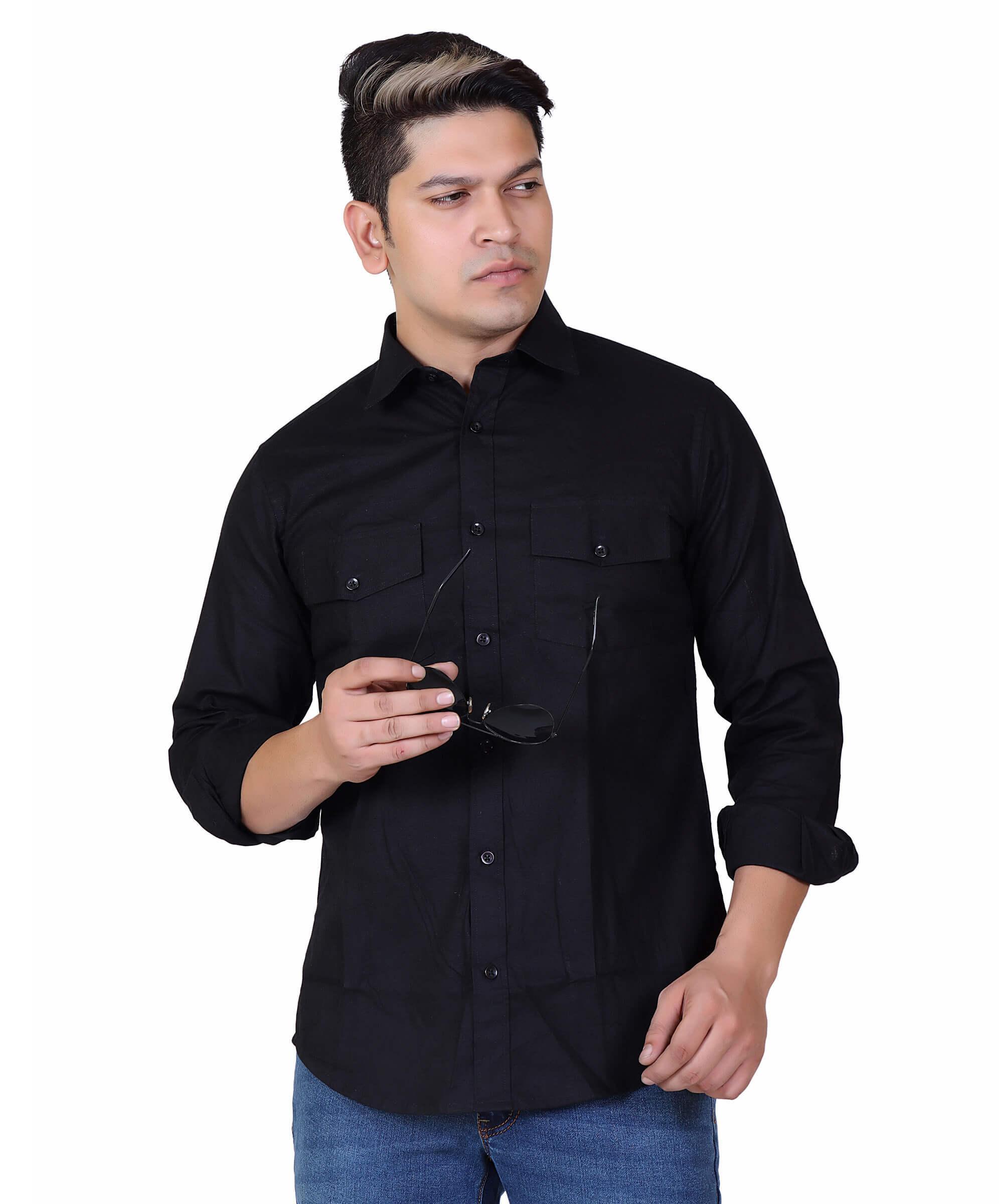 Men Shirt Full Sleeve – SOLID BLACK