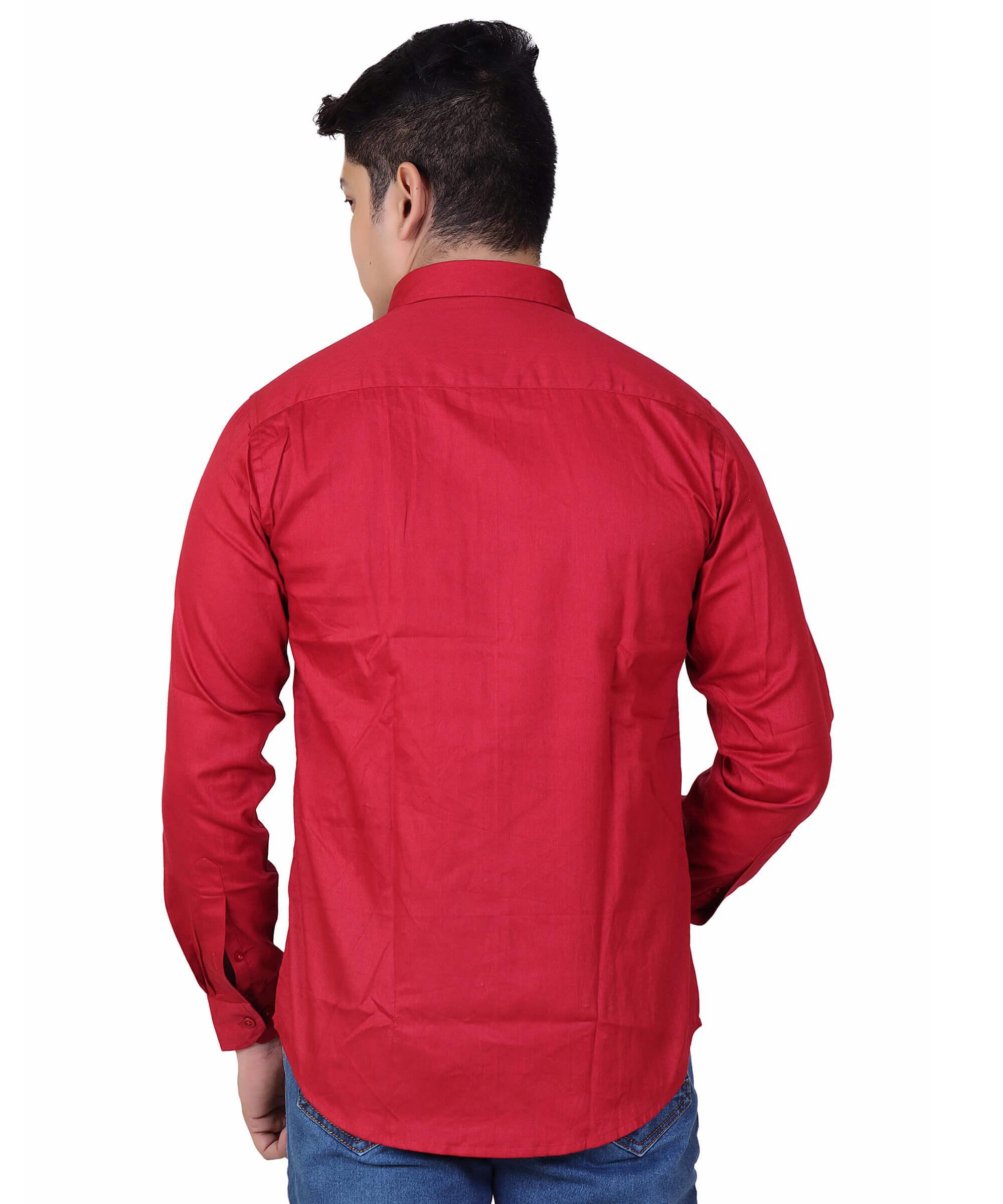 Men Shirt Full Sleeve – SOLID RED