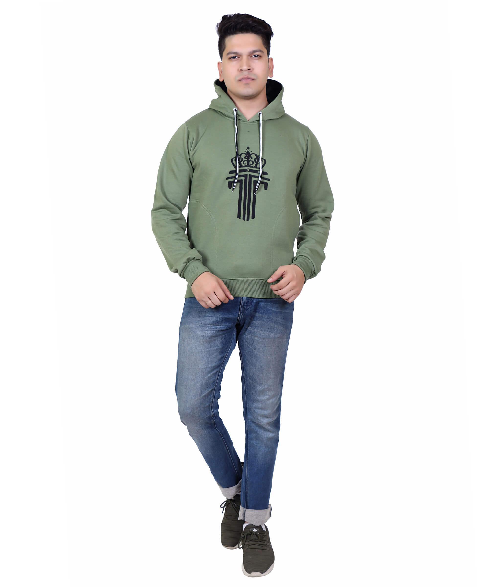 Full Sleeve Embroidered Solid Men Hoodies – M.Green