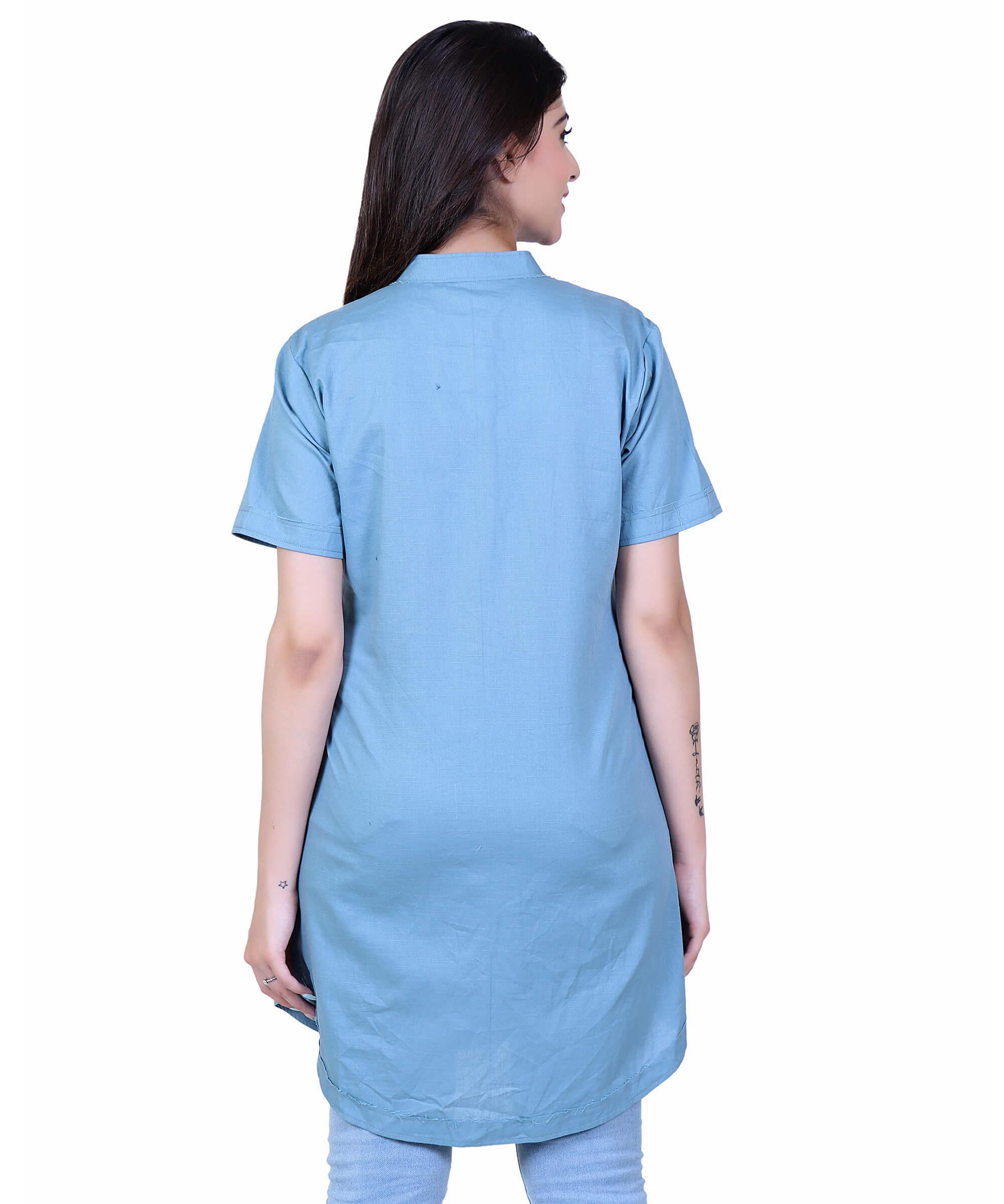 SECT-WS WOMEN SHIRT LONG SOLID – CAROLINA BLUE