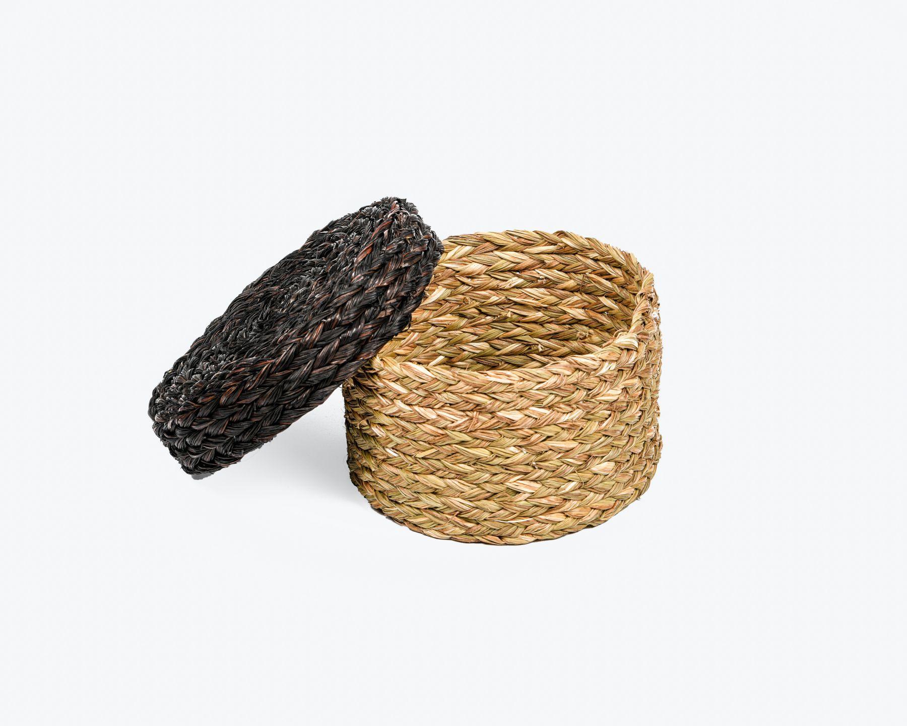 Handmade Braided Sabaii Grass Storage Box (set of 3) with lid