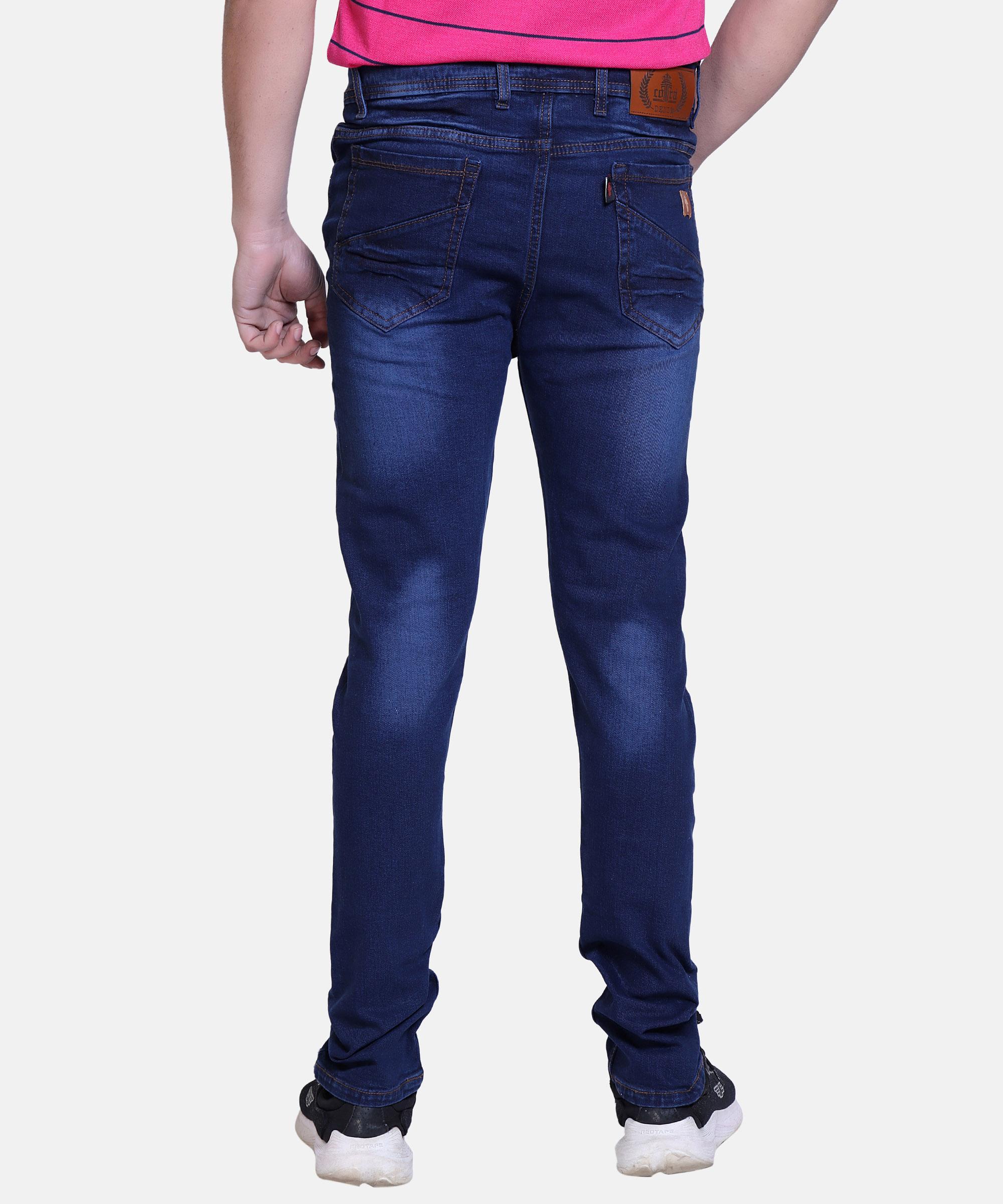 Men Regular Simple Jeans Hard Wash-Blue
