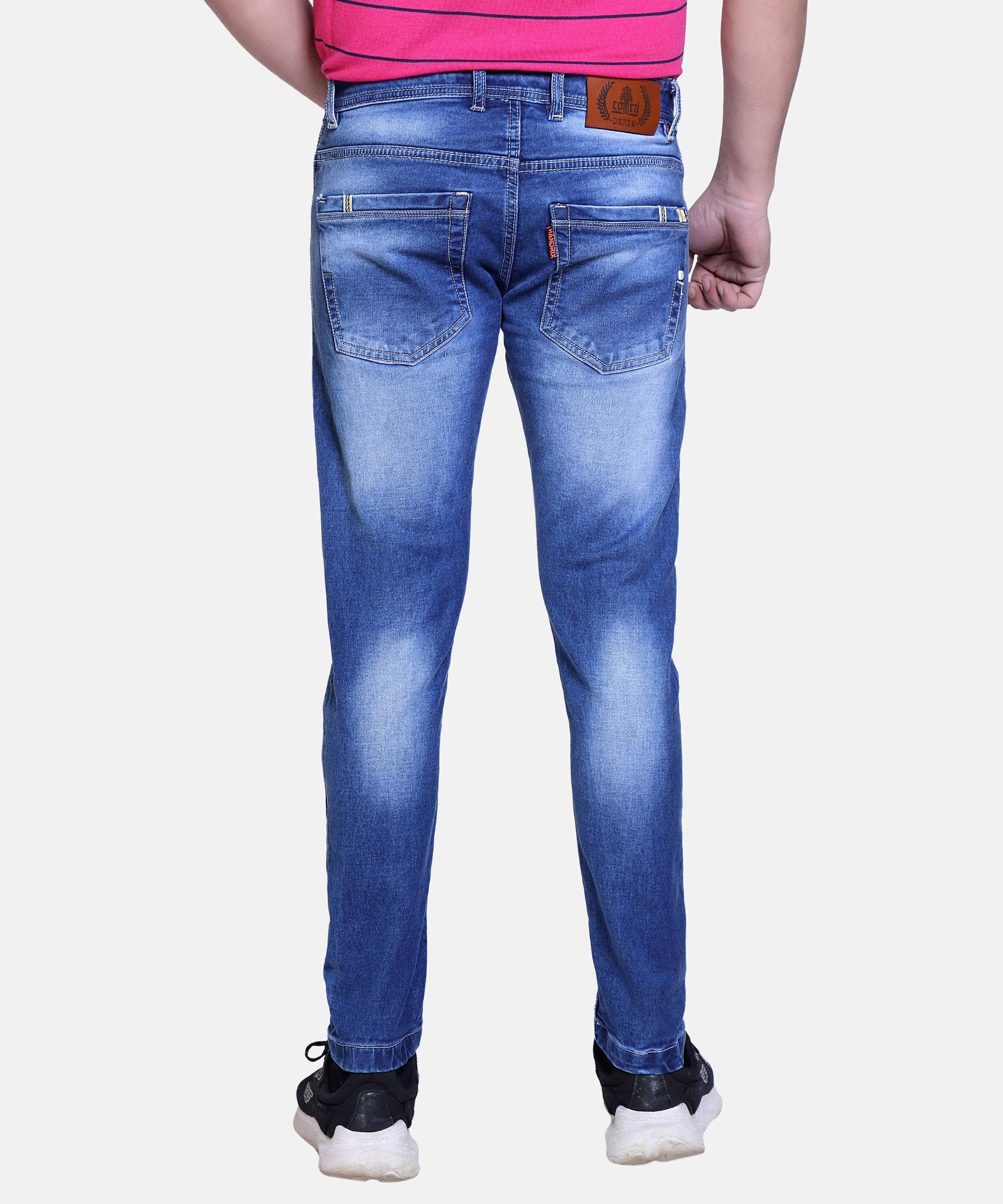 Men Regular Simple Jeans-Hard Wash-Light Blue