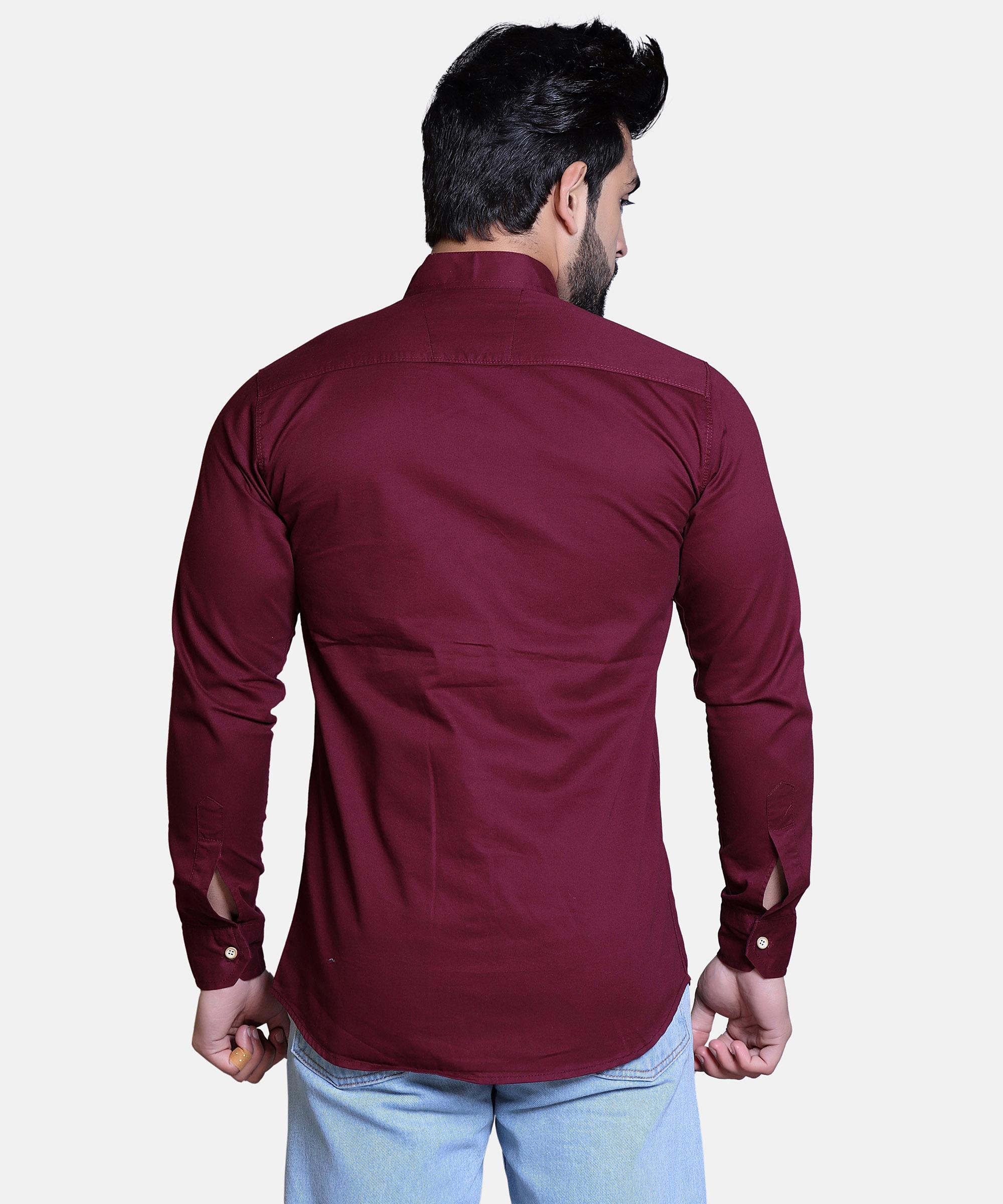 Men Shirt Full Sleeve – Dark MAROON