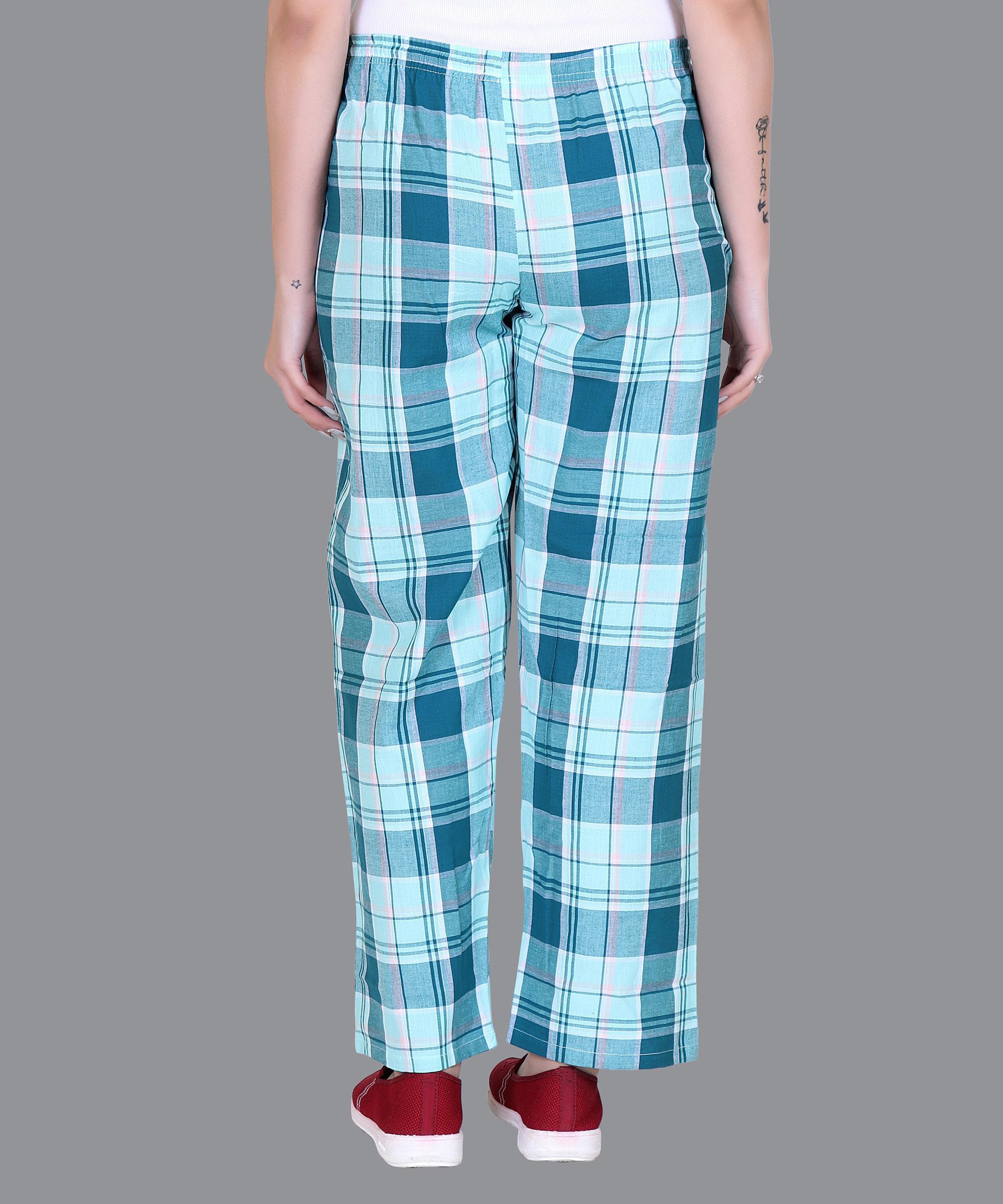 Women Blue Strips - Checked Pajama Regular Fit 