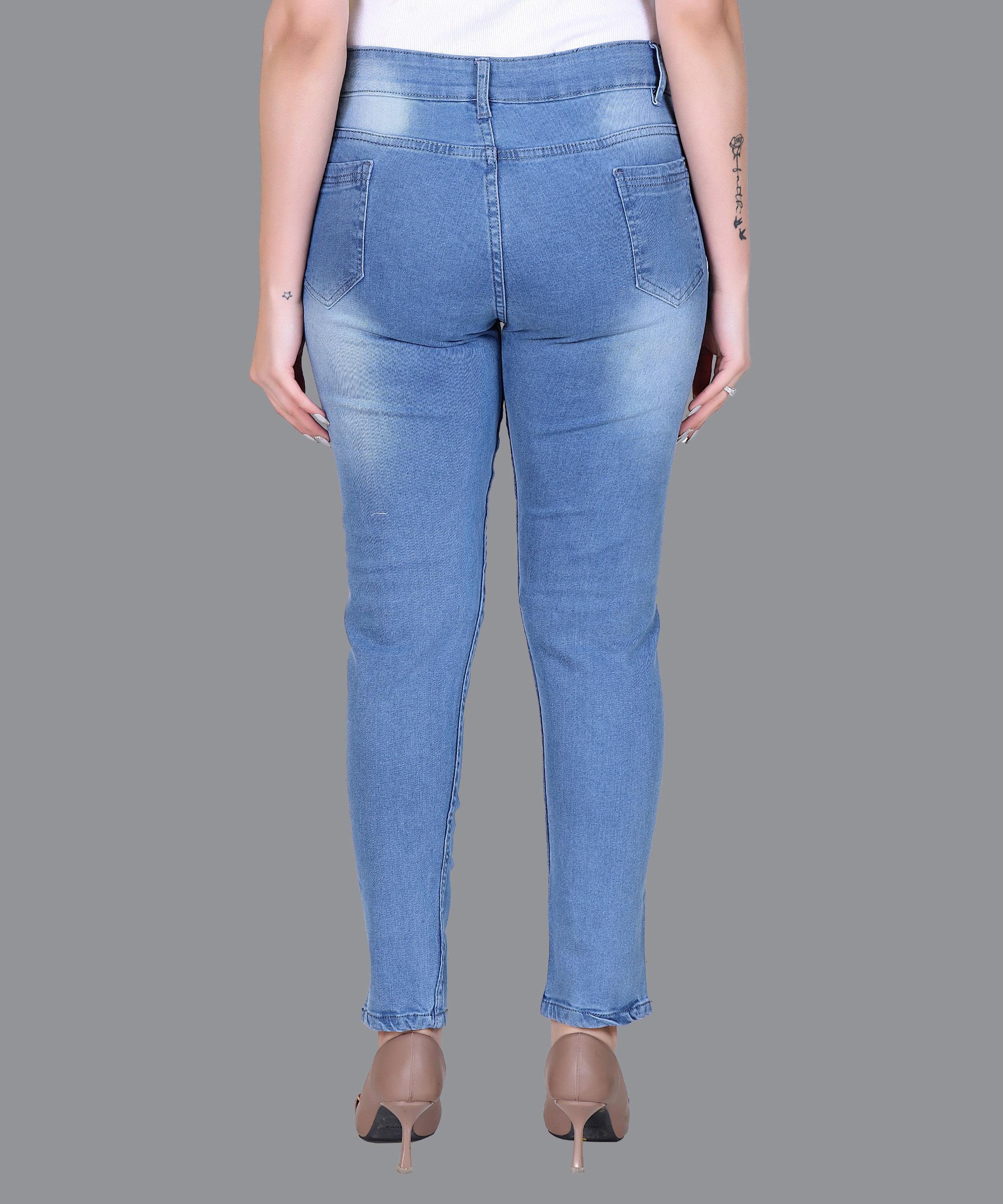 Women Jeans Solid – Light Blue Hard wash