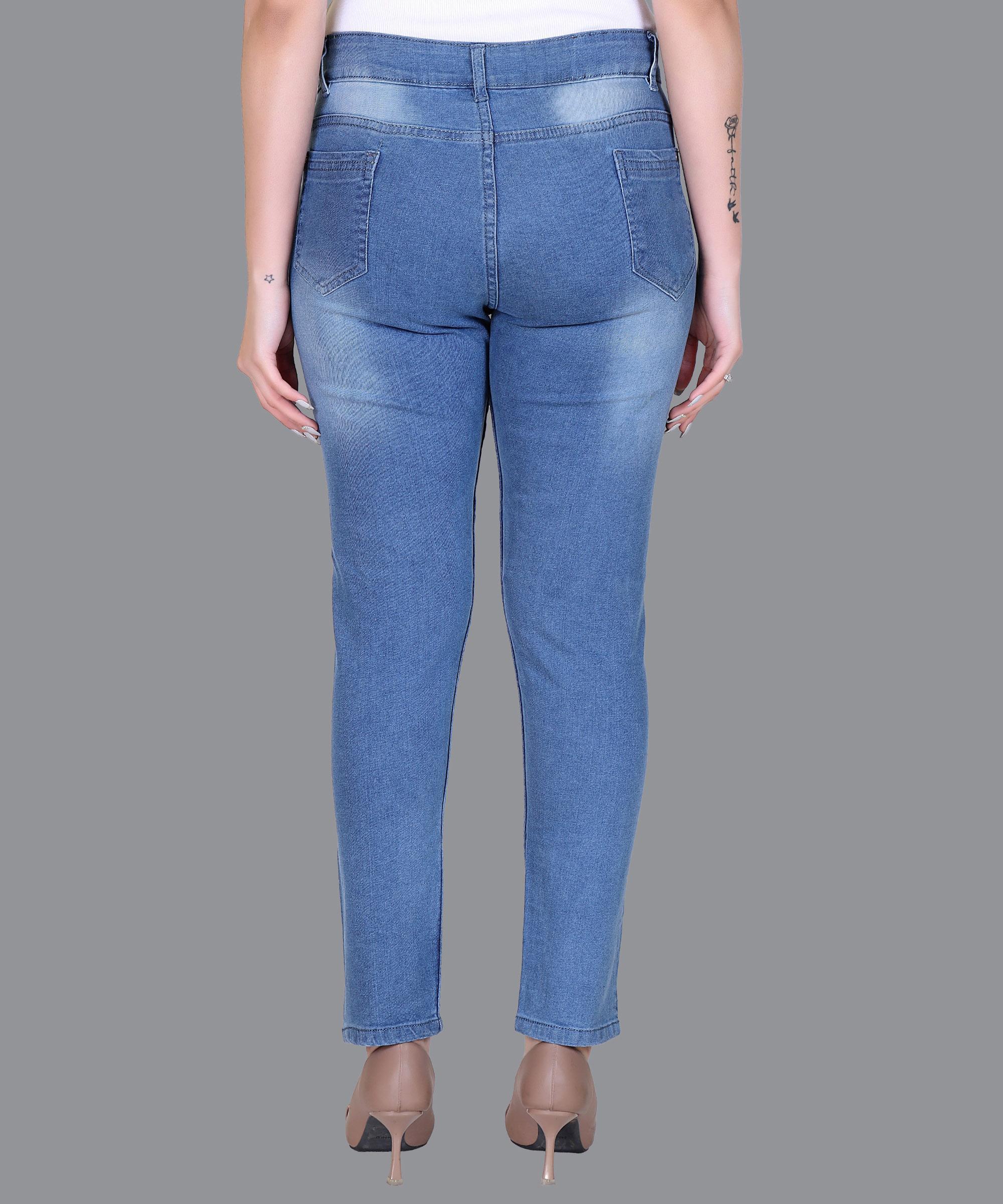 Women Jeans Solid – Sky Blue