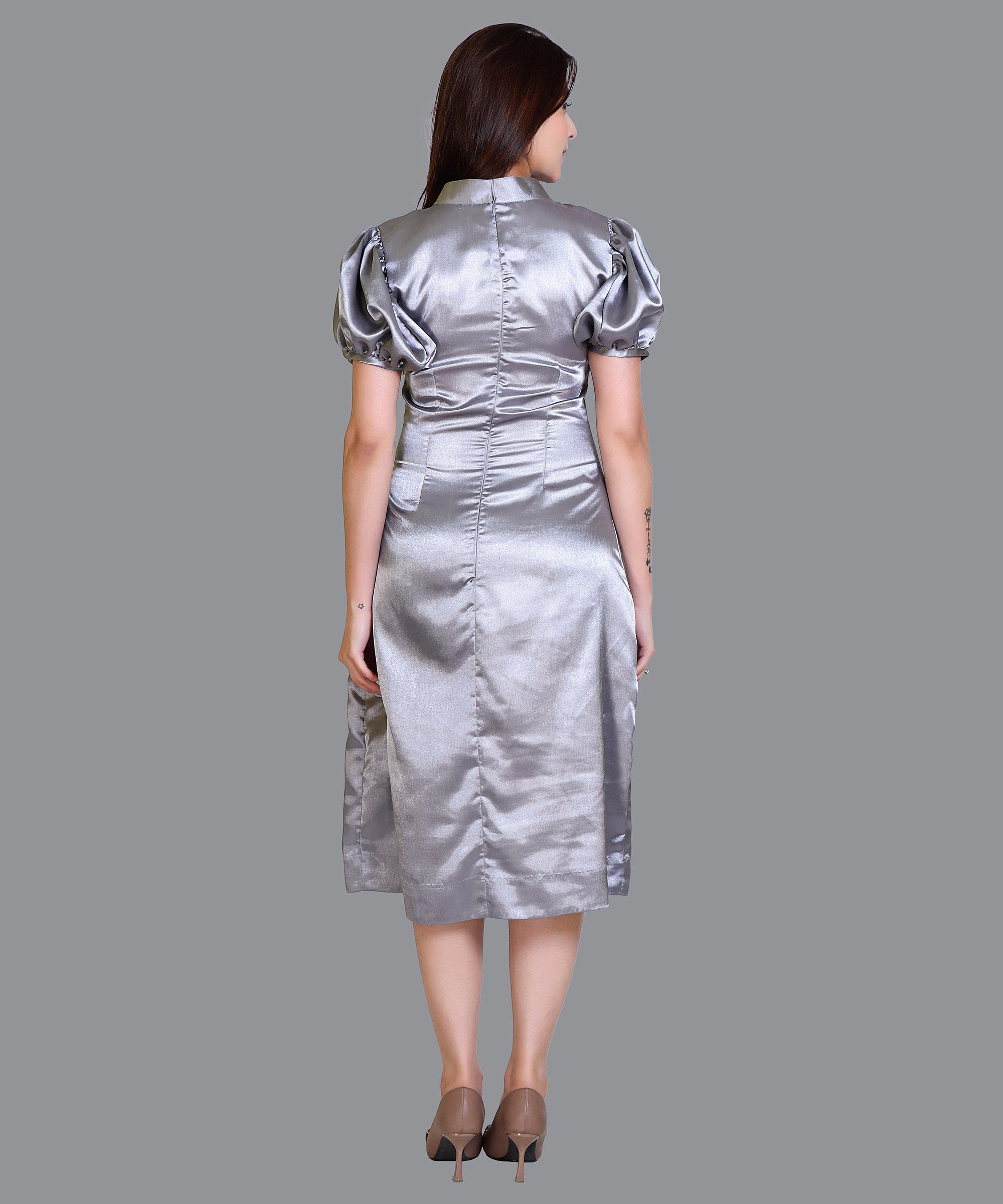 Women Satin Grey Western Dress