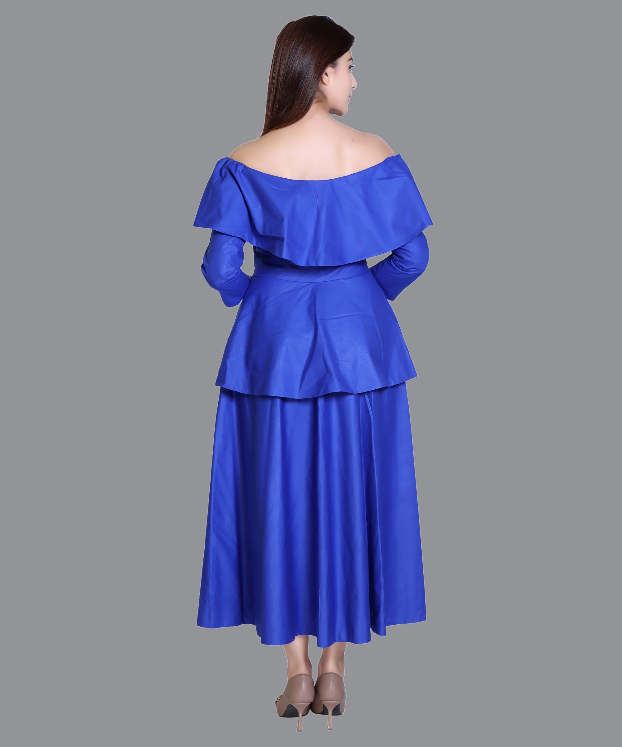 Women Satin Blue  Western Dress