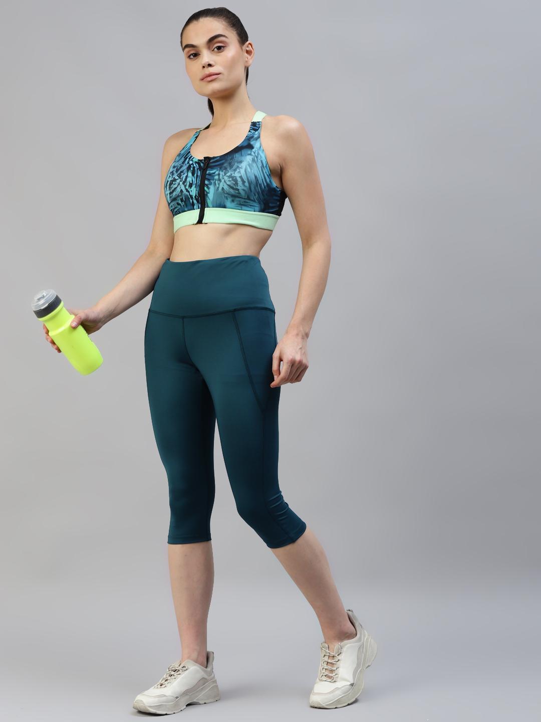 Women Teal Active Wear Capris