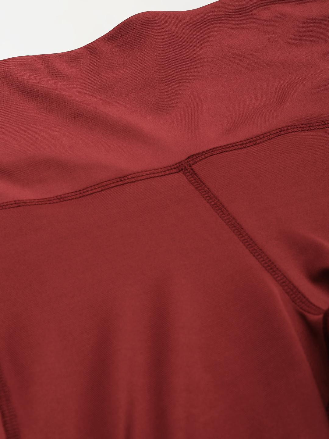 Women Burgundy Active Wear Capris