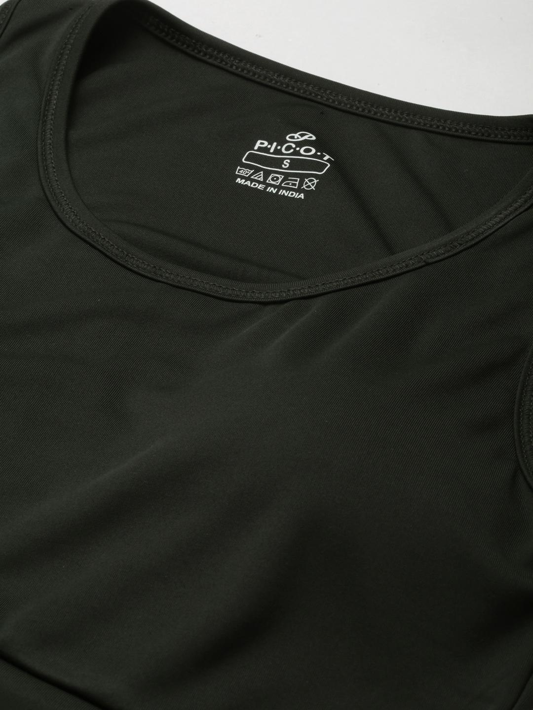 Women Lightly Padded Olive Crop Top