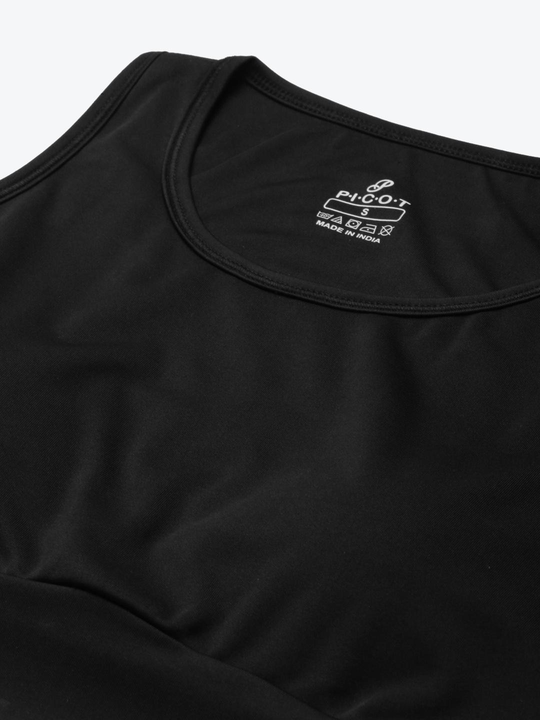 Women Lightly Padded Black Crop Top