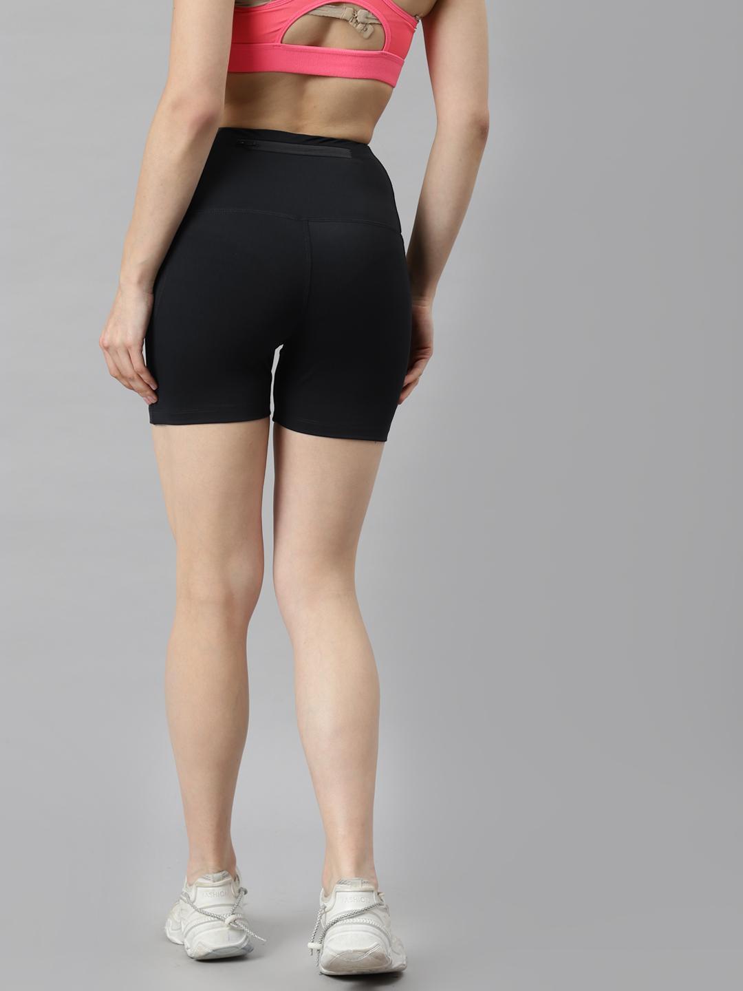 Women Dark Grey Skinny Fit High-Rise Gym Sports Shorts