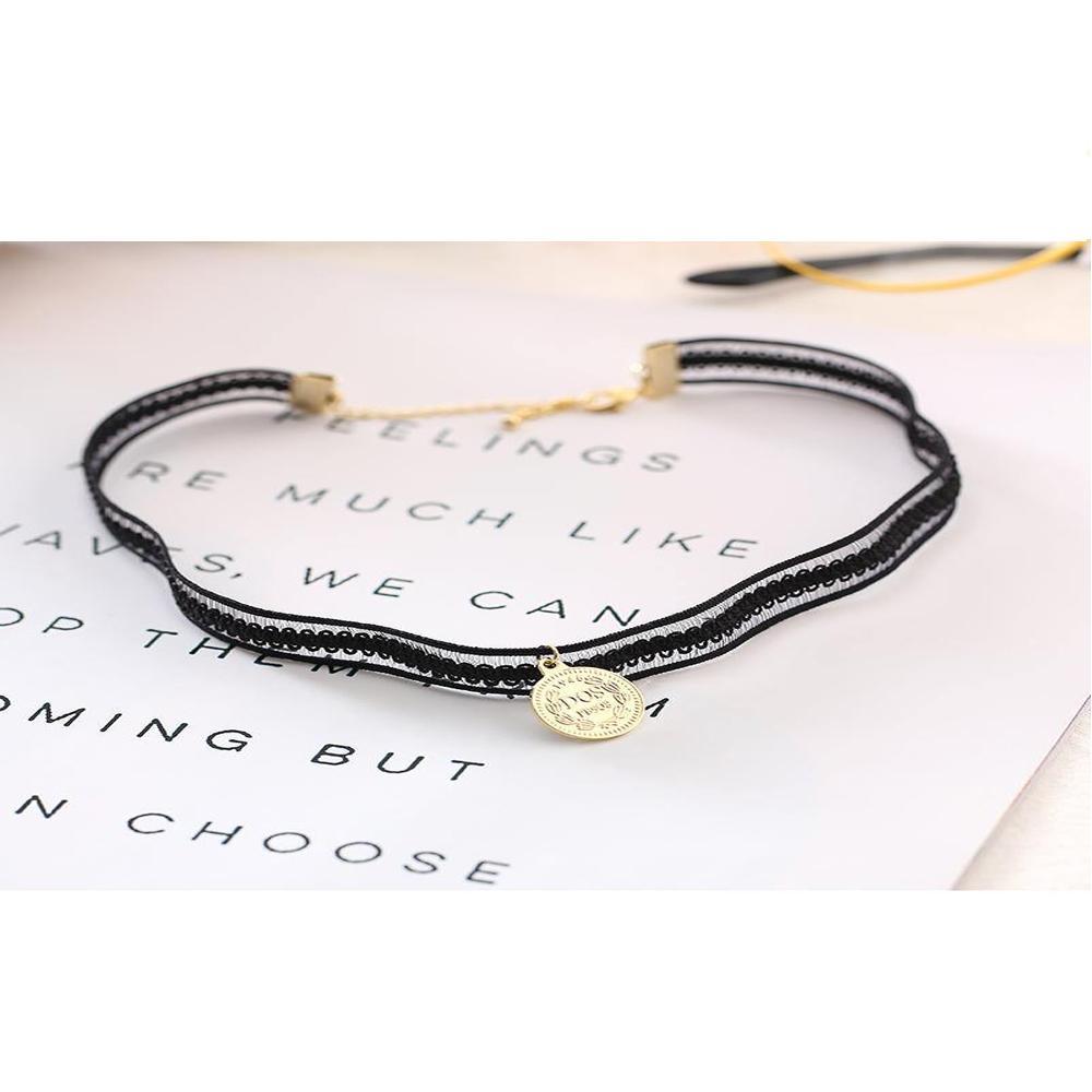 XIMI VOGUE™ Trendy Coin Pendant Lace Choker Necklace