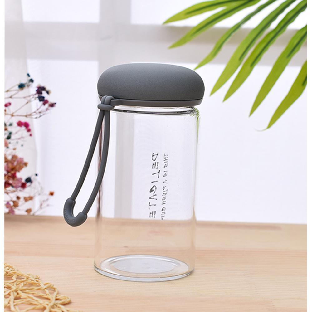 XIMI VOGUE™ Letters Print Glass Water Bottle with Carry Strap （300ml/10oz）