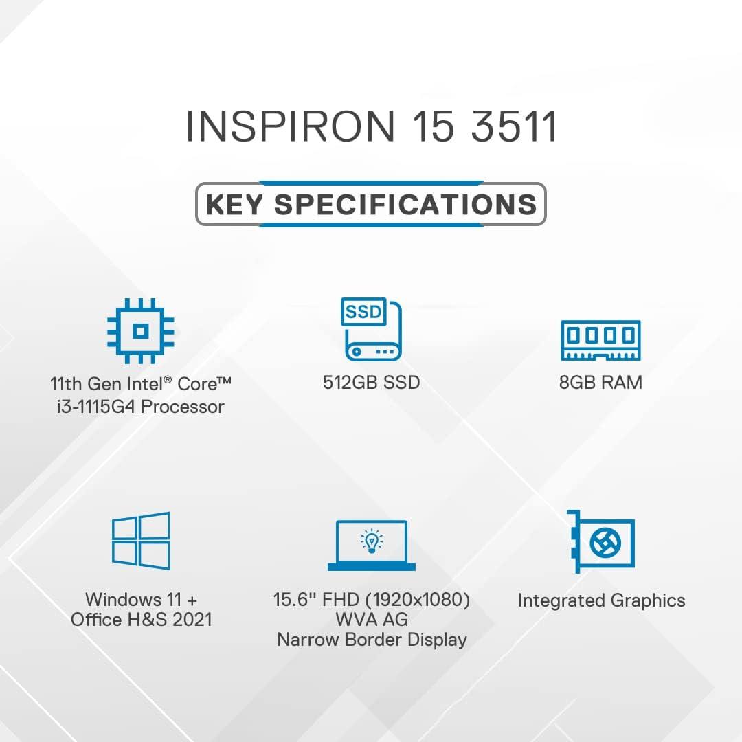 Dell Inspiron 3511 Laptop, Intel i3-1115G4