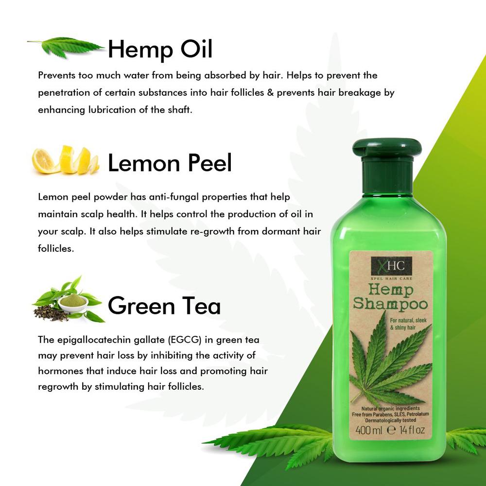 Xpel Marketing Hemp Shampoo With Organic Hemp Seed Oil to Prevent Hair Breakage & Dryness, For Moisturising, Refreshed, Natural, Sleek & Shiny Hair 400 ml. Free From SLES, Parabens, Isothiazolinones