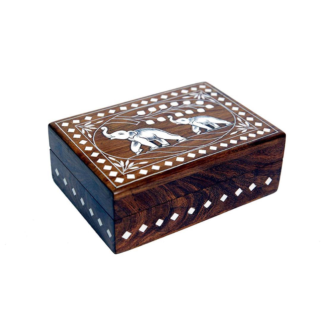 KBL Wooden Jewellery Box for Women Jewel Organizer, Storage Box, Hand Inlay with Intricate Inlay Gift Items - 7Inch X 5INCH Handmade