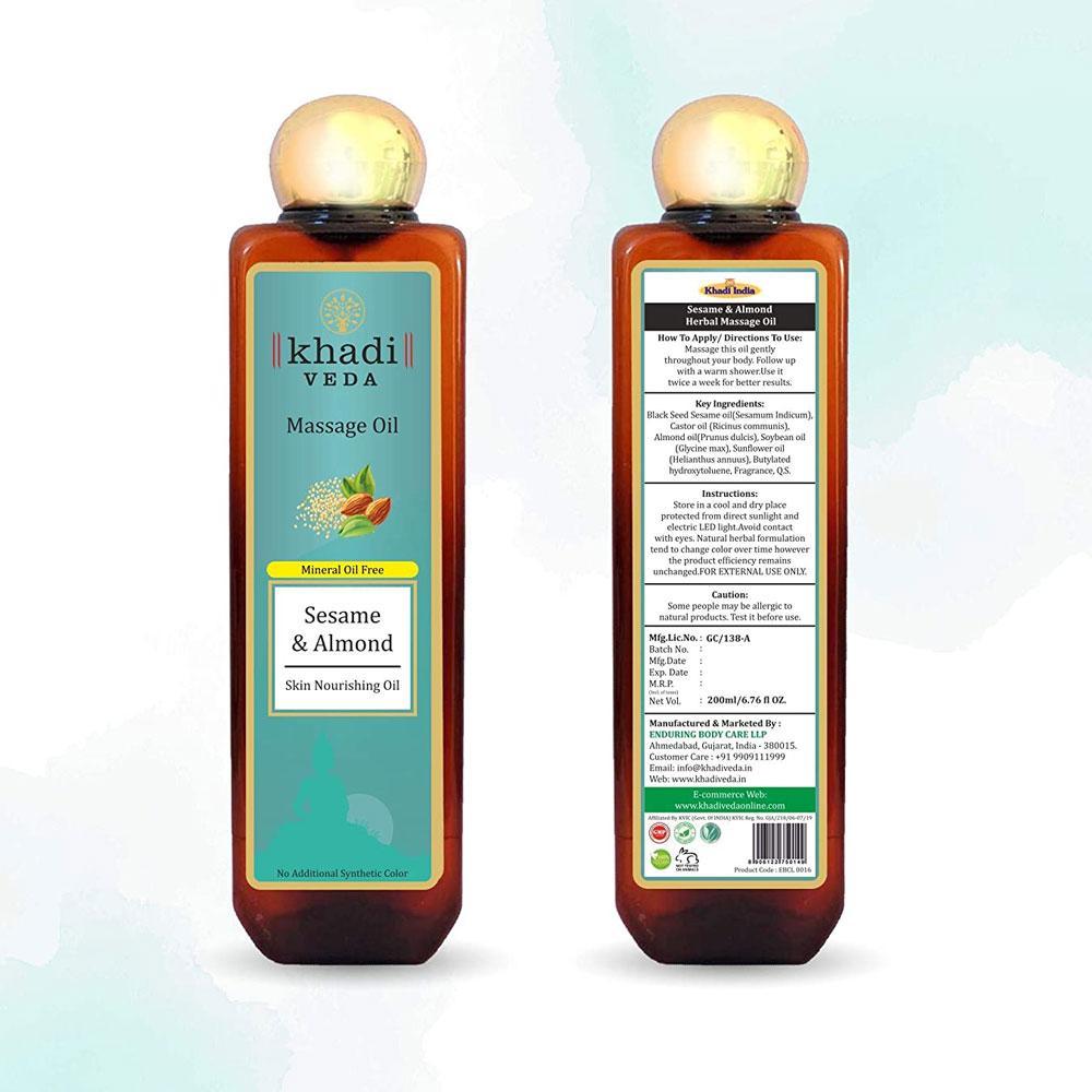 Khadi Veda Almond & Sesame Massage Oil - 200ml.