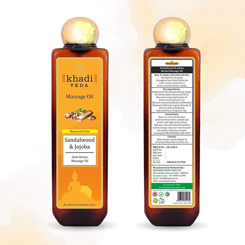 Khadi Veda Sandalwood & Jojoba Massage Oil - 200ml.