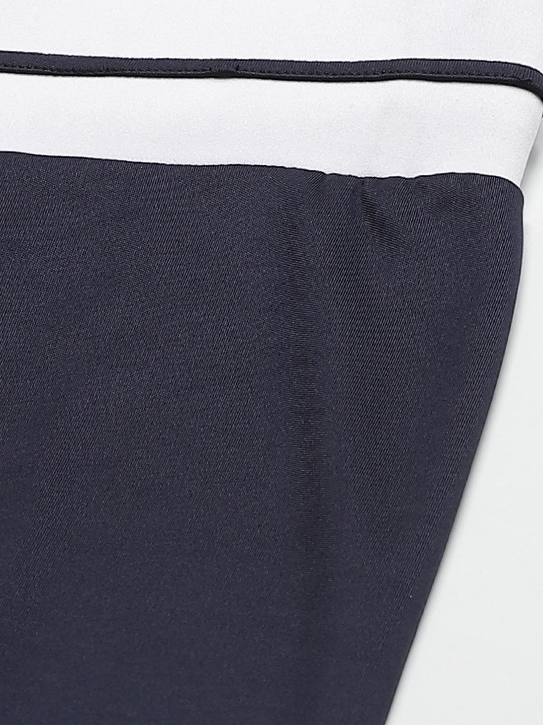 PICOT Women Navy Blue & White Solid 3/4th Tights