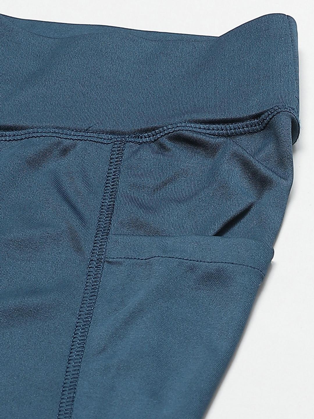 PICOT Women Teal Blue Solid 3/4th Tights