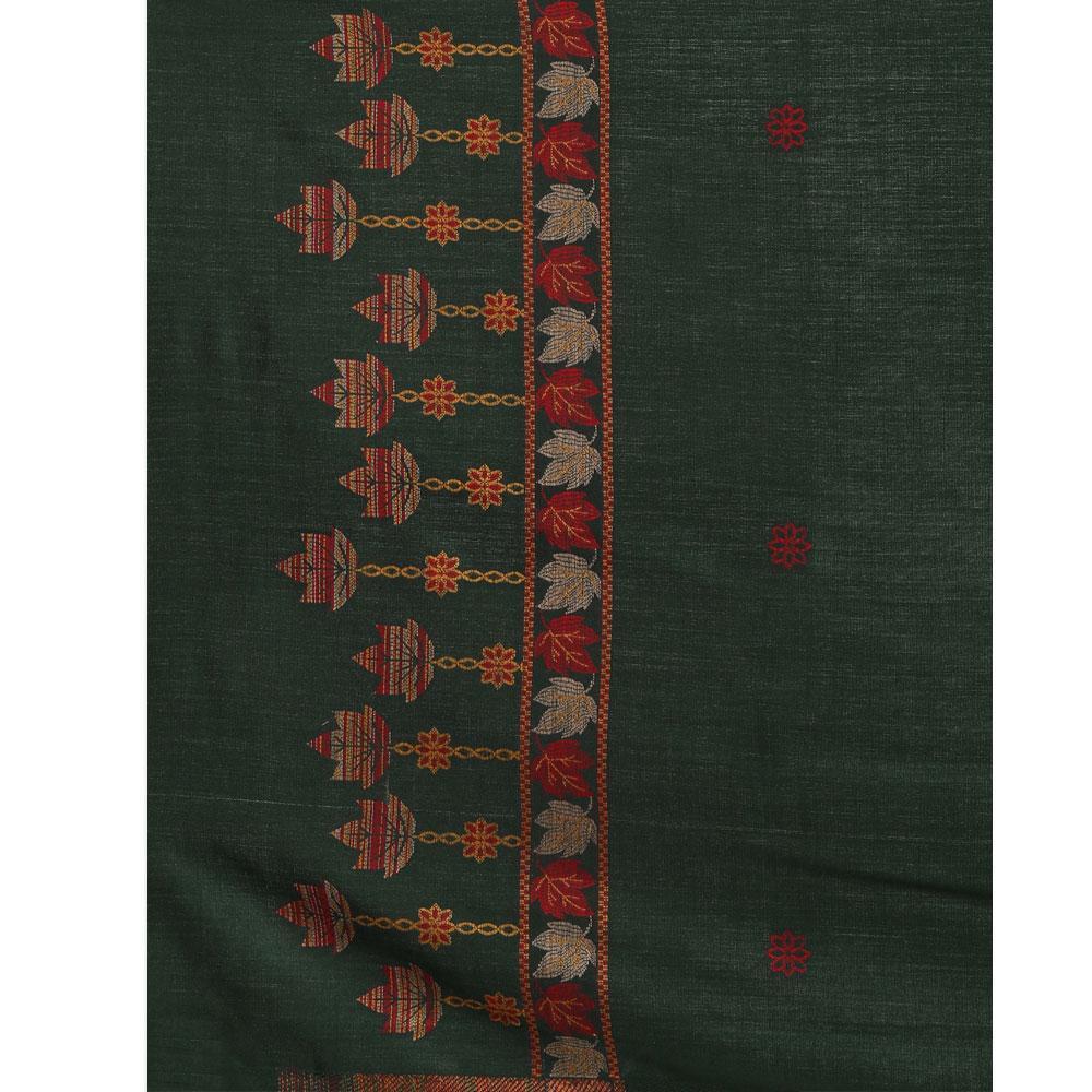Hemkunt Fabrics Viscose Printed Unstitched Kurta & Palazzo Material (Bottle Green)
