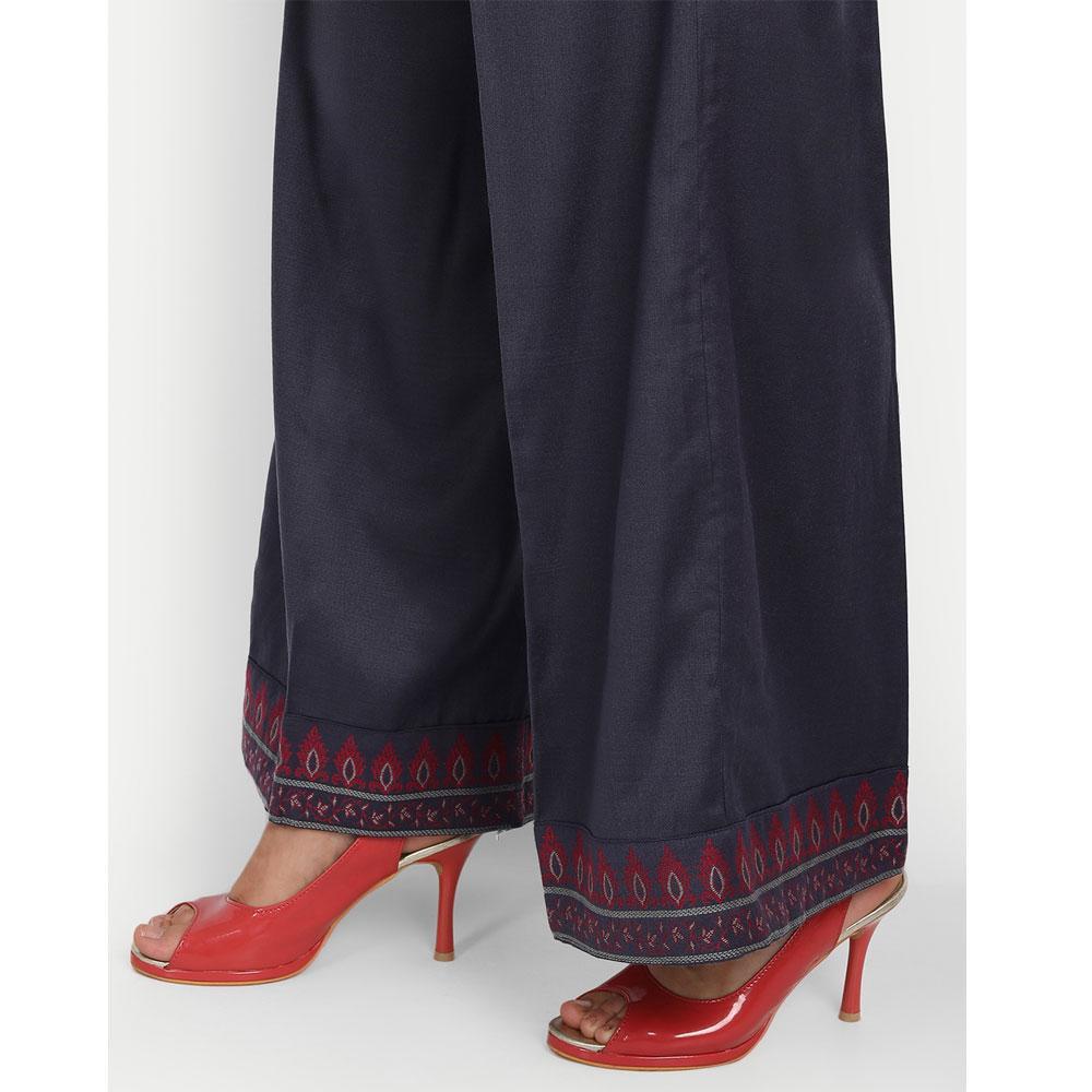 Hemkunt Fabrics Viscose Printed Unstitched Kurta & Palazzo Material (Dark Grey)