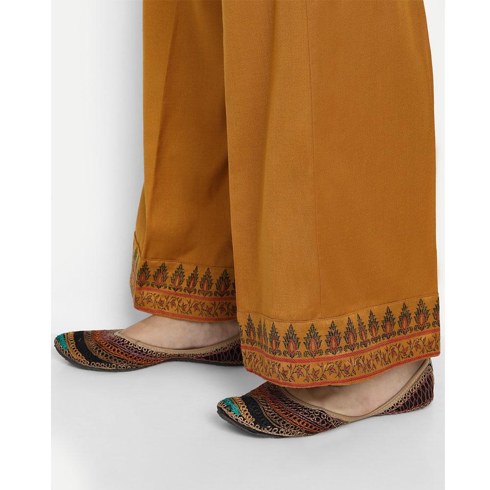 Hemkunt Fabrics Viscose Printed Unstitched Kurta & Palazzo Material (Mustard)