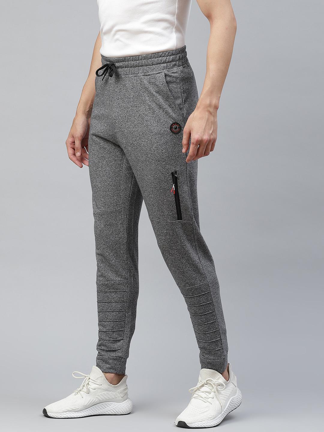 Pack of  2 - Men Grey Melange & Black and Grey Melange & White Cotton Track Pants