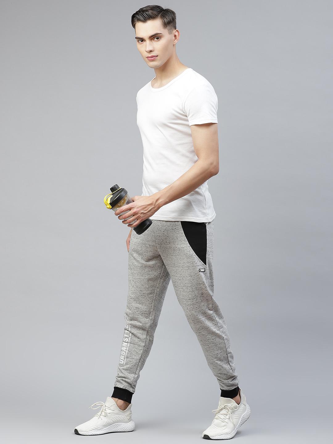Pack of  2 - Picot Men's Grey Melange & White and Grey Melange & Black  Cotton Track Pants