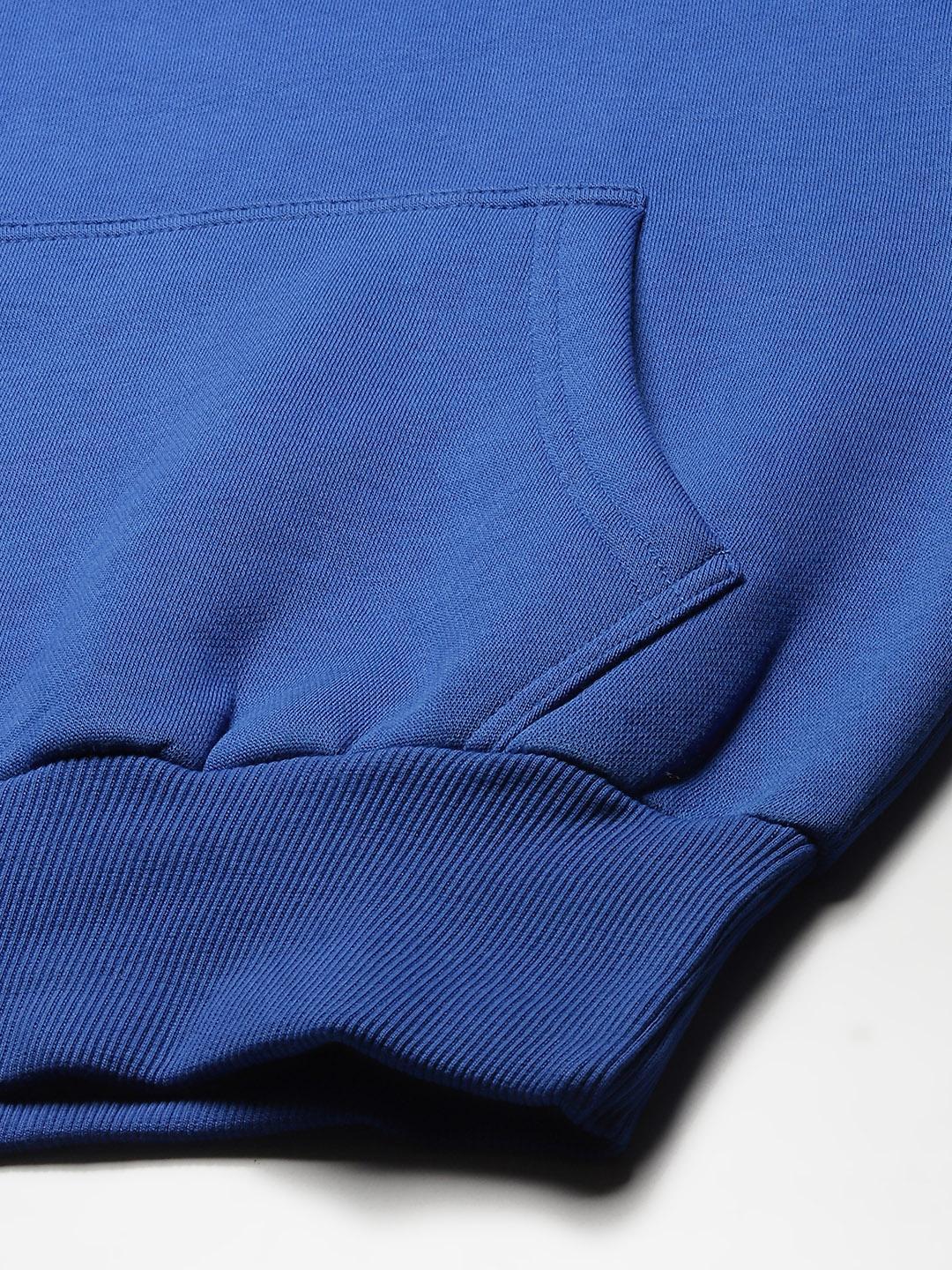 PICOT Women Blue Solid Hooded Sweatshirt