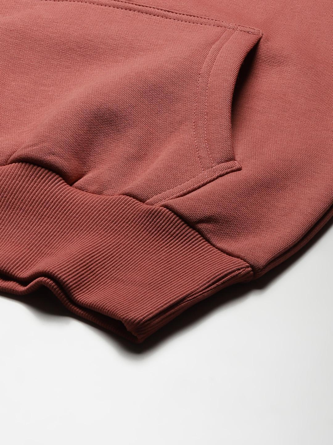PICOT Women Peach-Coloured Solid Hooded Sweatshirt