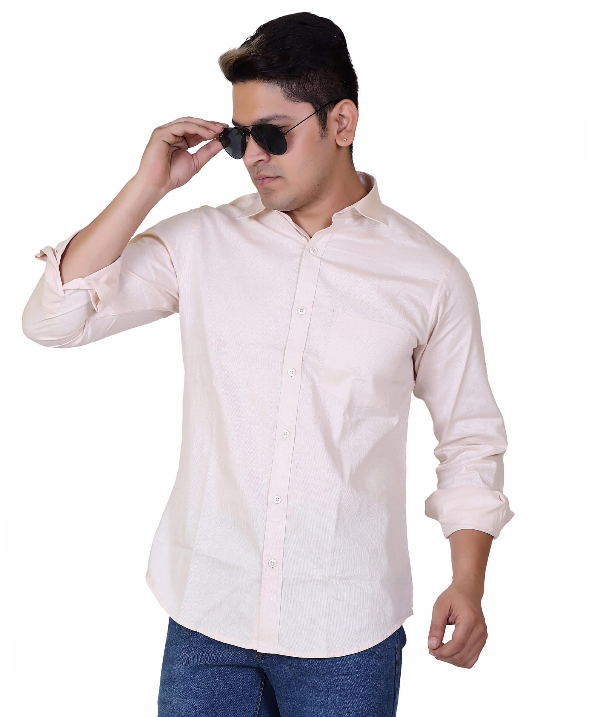 Men Shirt Full Sleeve – SOLID BEIGE