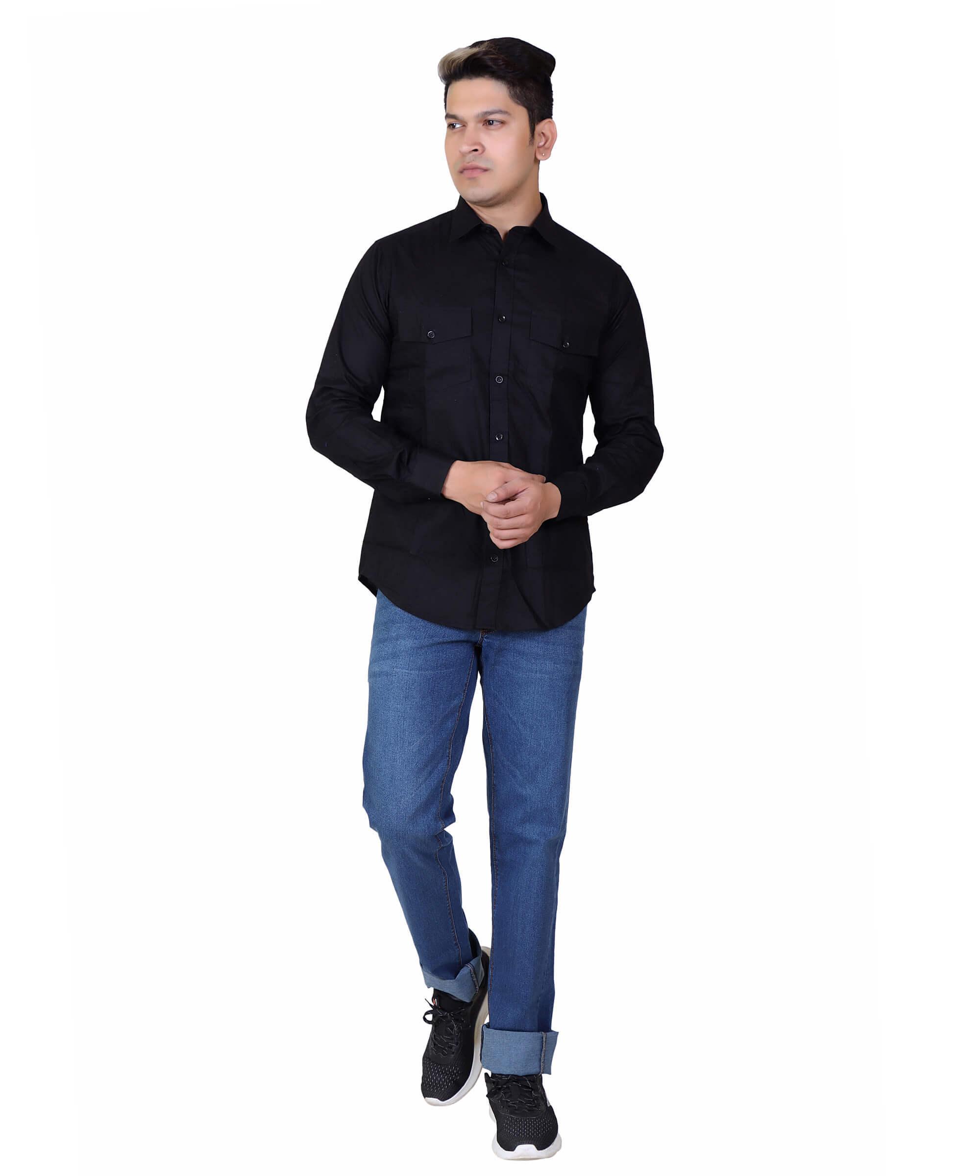 Men Shirt Full Sleeve – SOLID BLACK