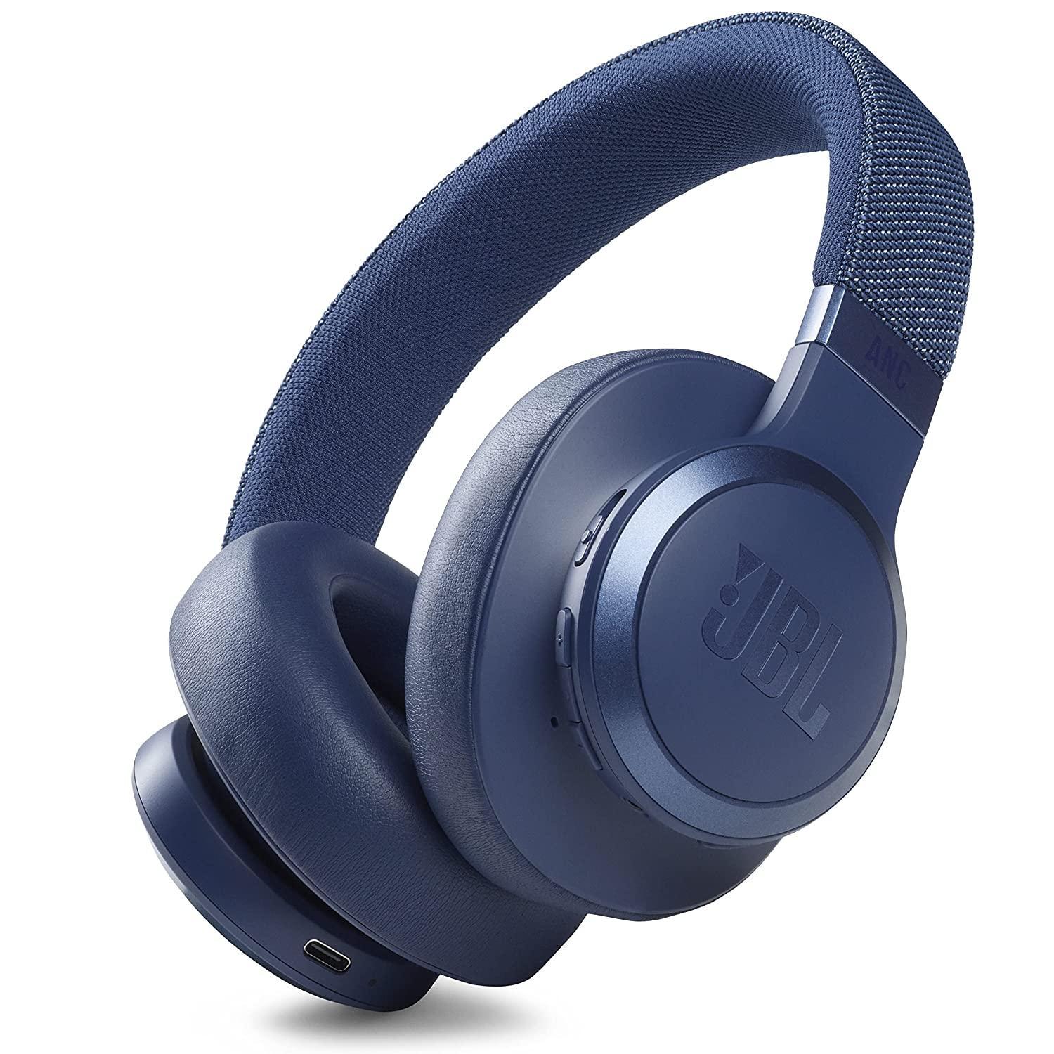 JBL Live 660NC, Smart Adaptive Noise Cancelling Headphones with Mic,JBL Signature Sound, Auto Play & Pause, Dual Pairing & AUX (Blue)